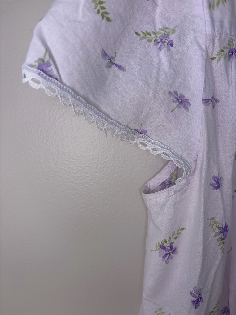 Vintage Lavender Floral Dress Lace Trim Cottagecore Maxi Cotton - Picture 6 of 13